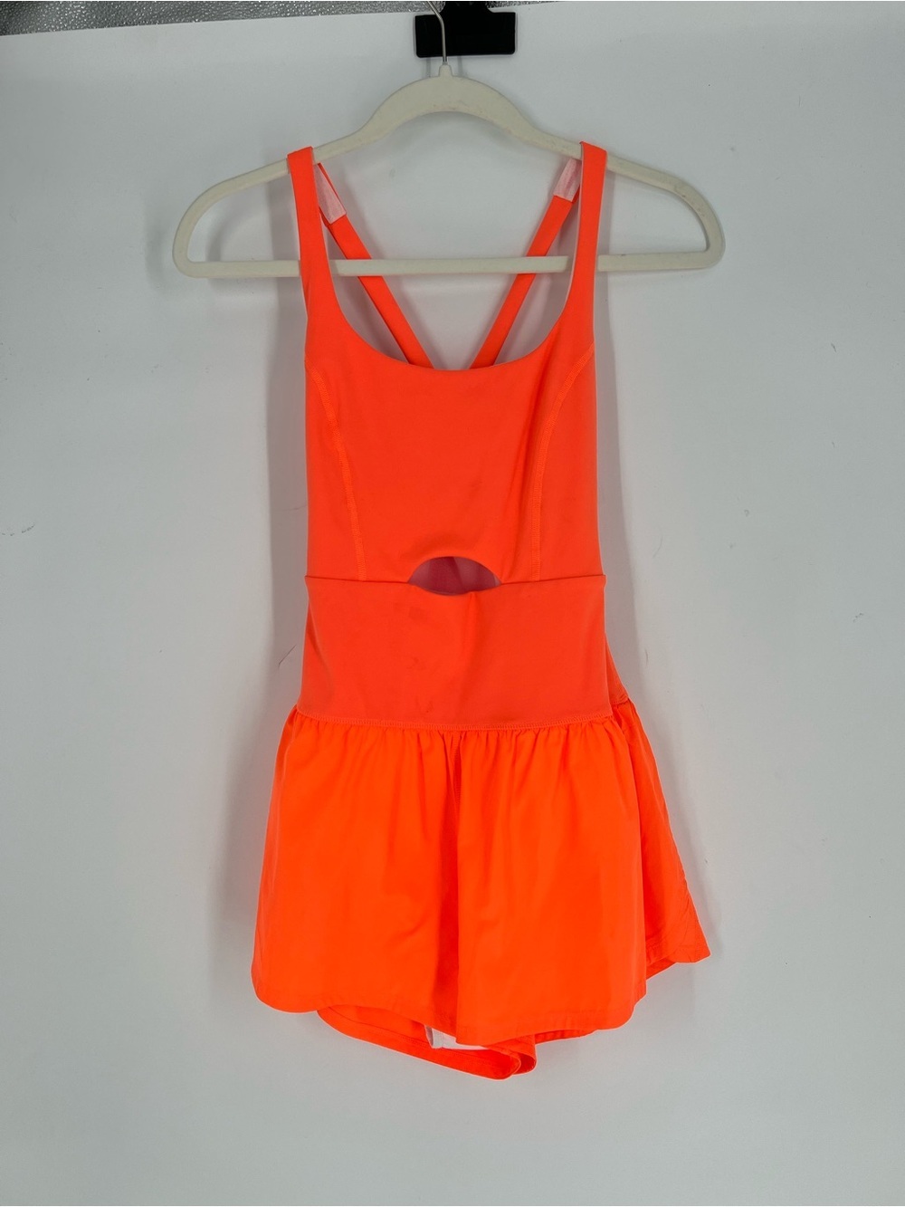 Free People Neon Orange Hot Shot Lightweight Athletic Athleisure Romper XS